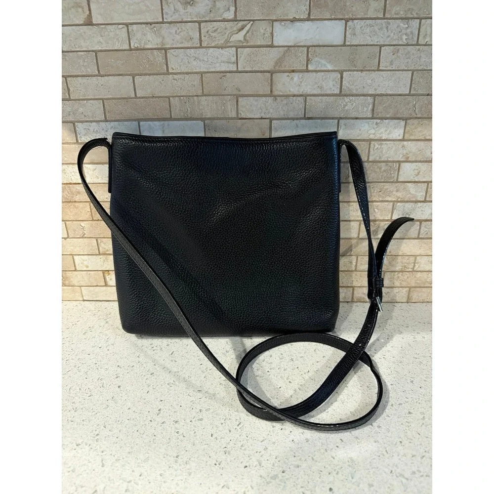 Kate Spade New York Black Pebbled Leather Crossbody Bag Tassel Zip Pocket